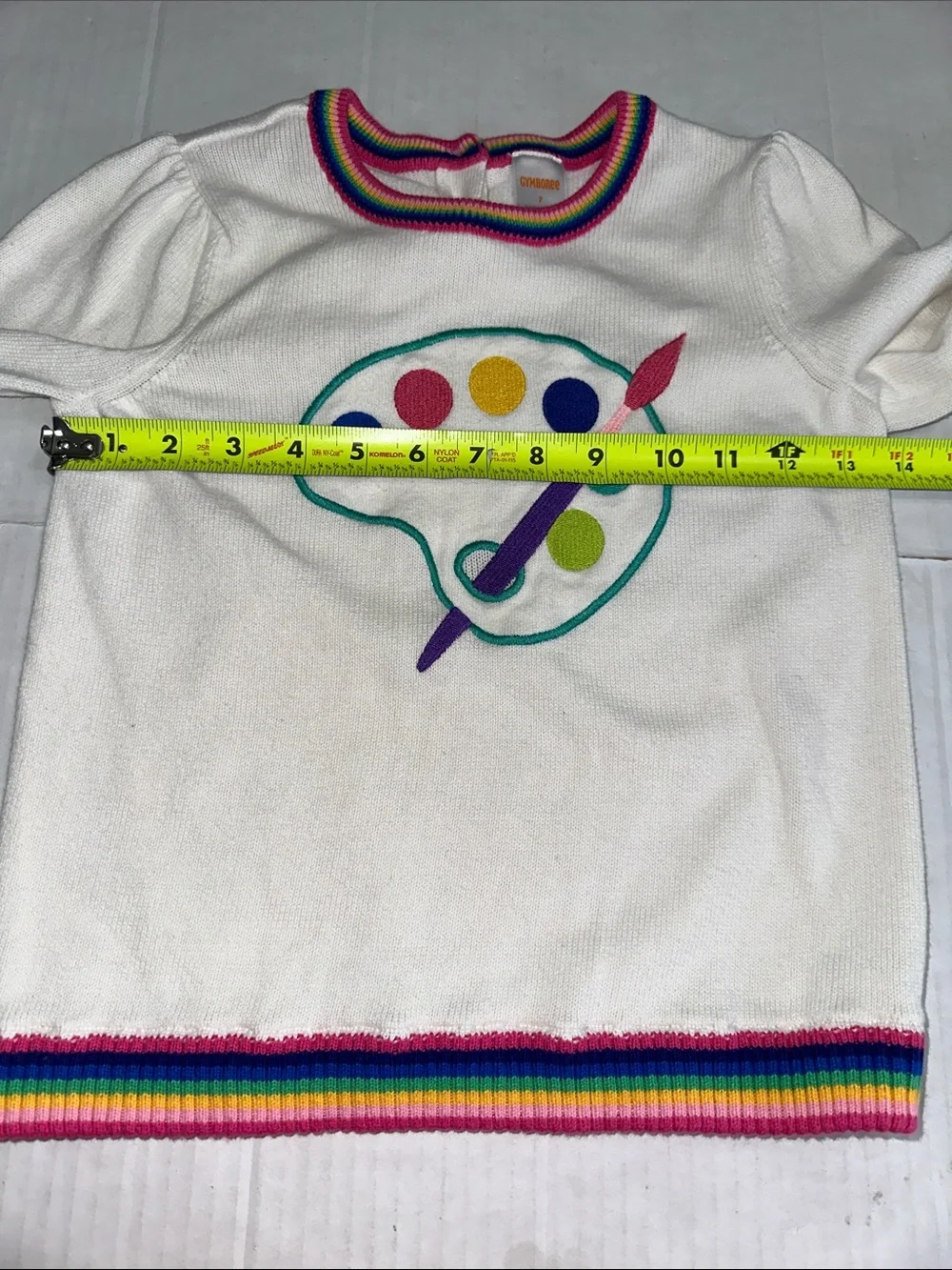 Gymboree Girls Embroidered Paint Sweater Future Artist Ivory Rainbow Size 7